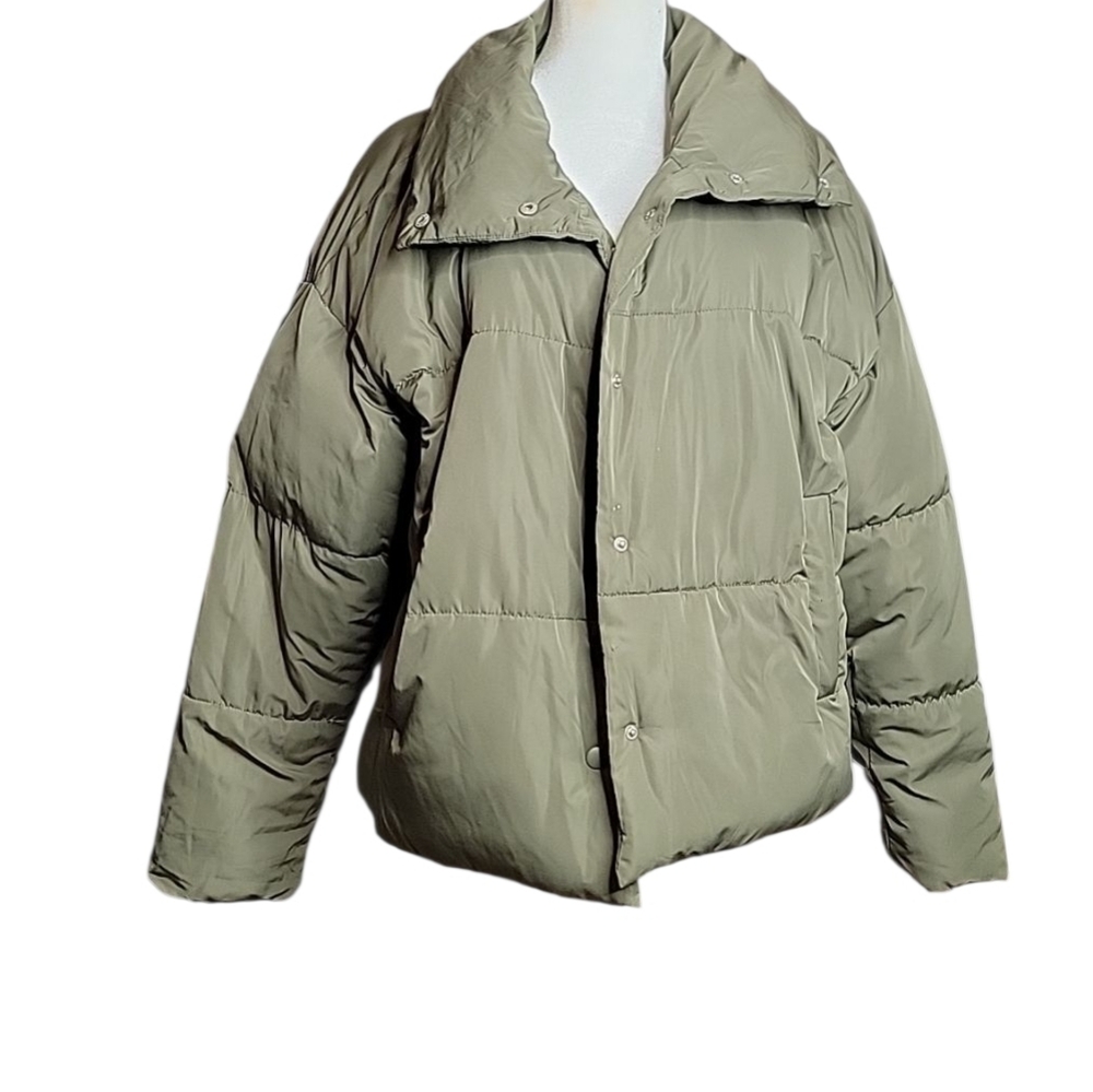 Free People Olive Green Women's Puffer Jacket - Picture 4 of 5
